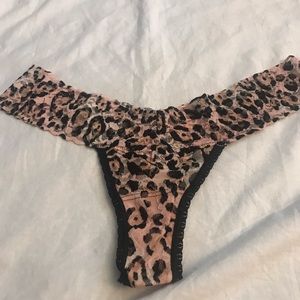 Victoria’s Secret lace thong in pink leopard